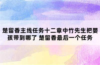 楚留香主线任务十二章中竹先生把婴孩带到哪了 楚留香最后一个任务